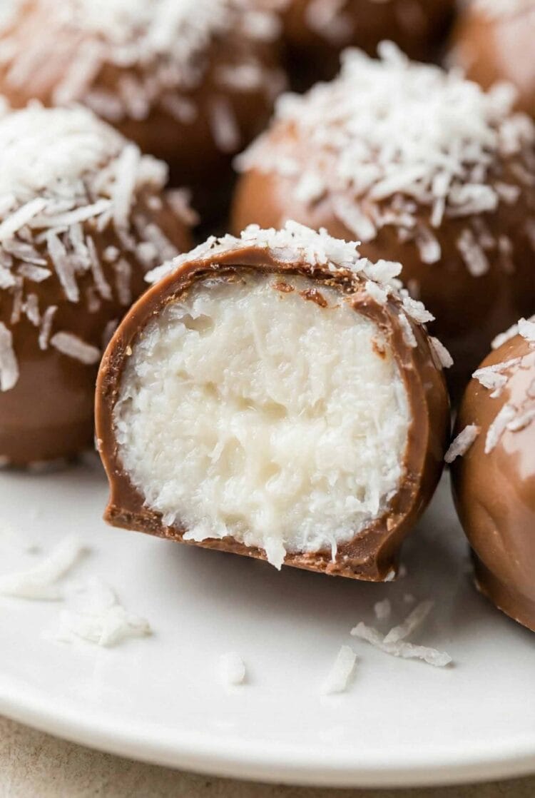 Coconut Truffles (Smooth Center, Clean Chocolate Shell)